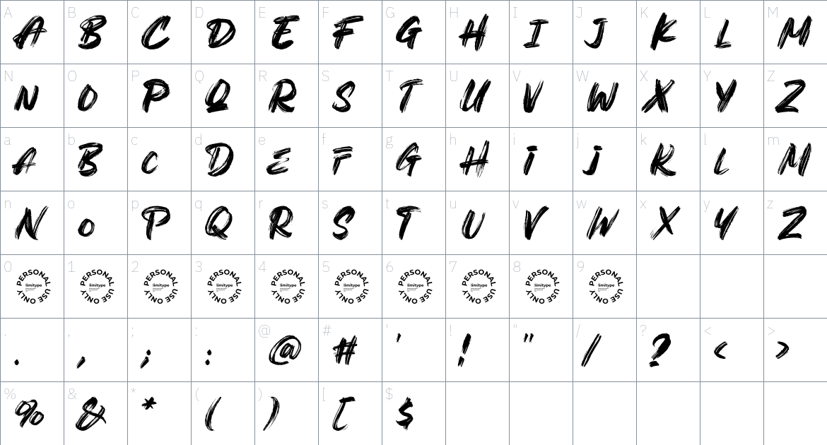 Kirens font Character Map