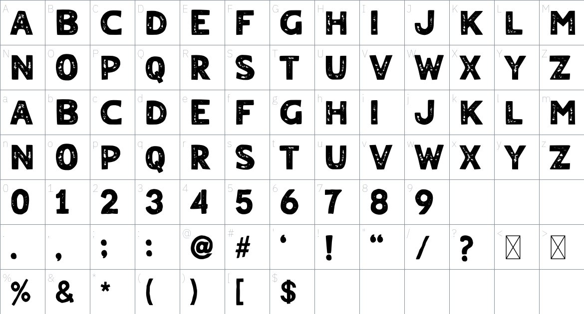 Fantony Font font Character Map