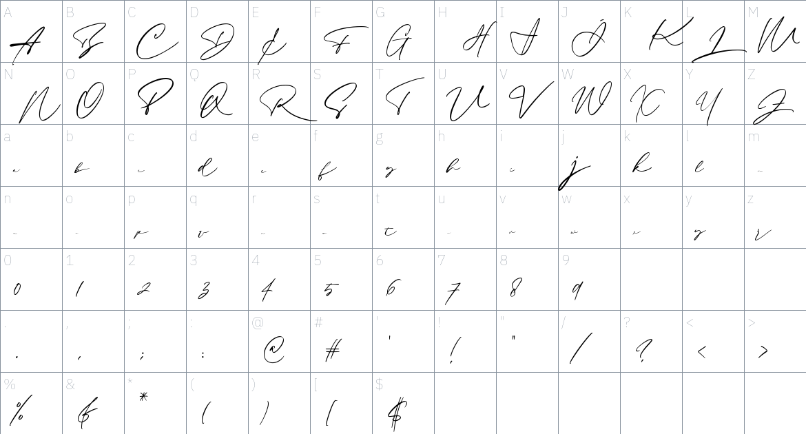 Sieralova Font font Character Map