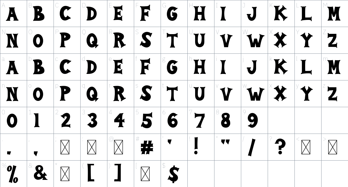 Henika font Character Map