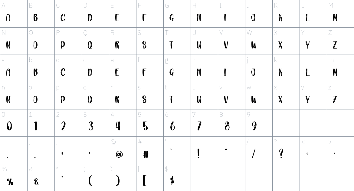 Diamond Christmas font Character Map