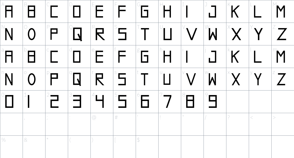 Cleta font Character Map