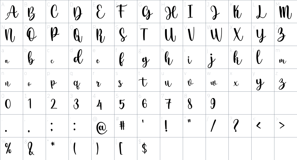 Hello Dosky font Character Map