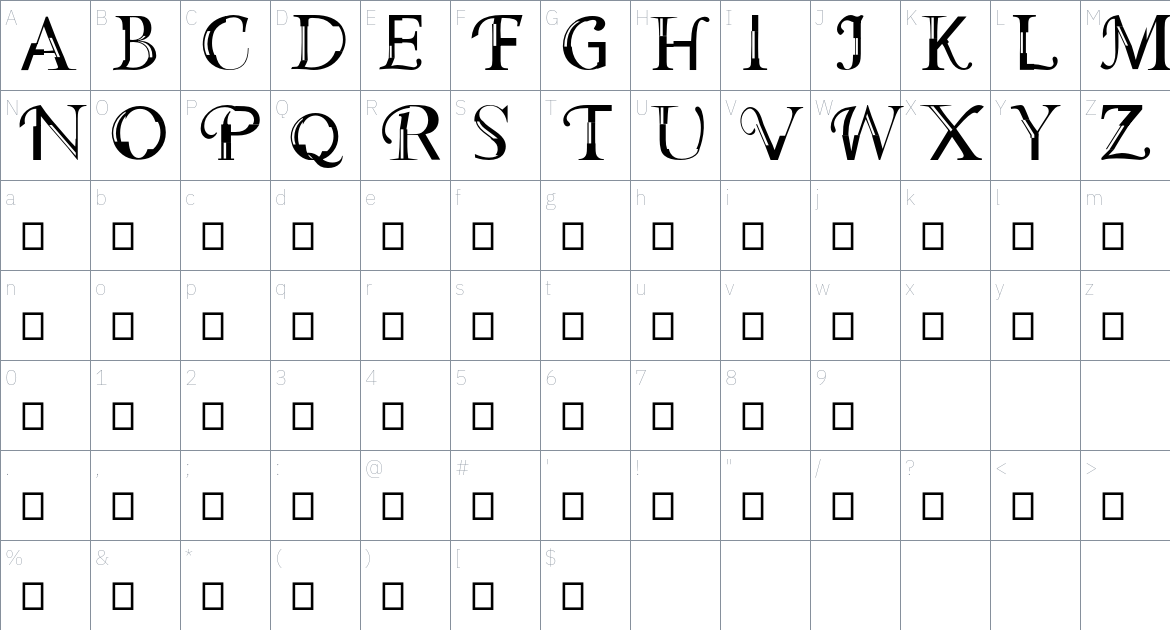 Frankenstein Font font Character Map