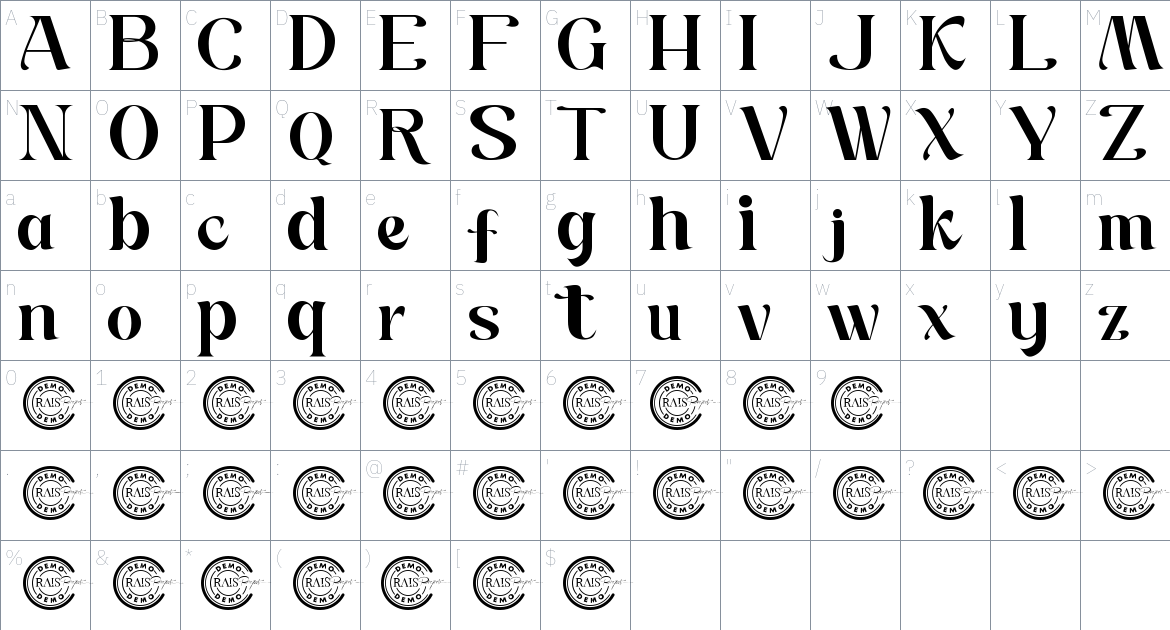 Specta Ordinary font Character Map