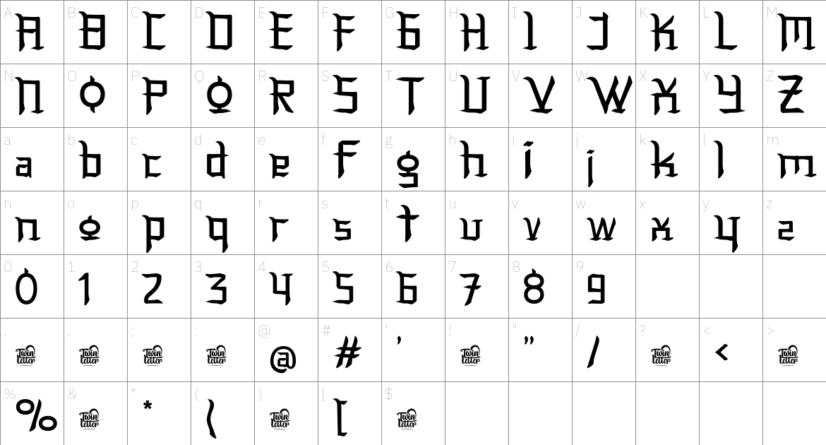 Yeongest Trial font Character Map