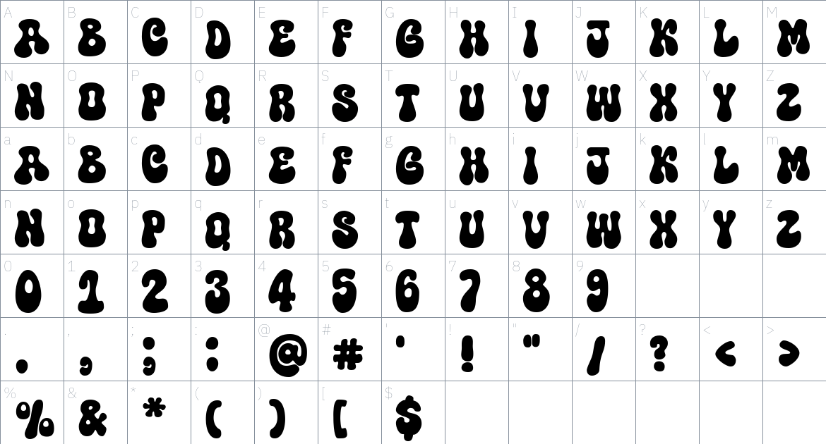 Super Carbon font Character Map