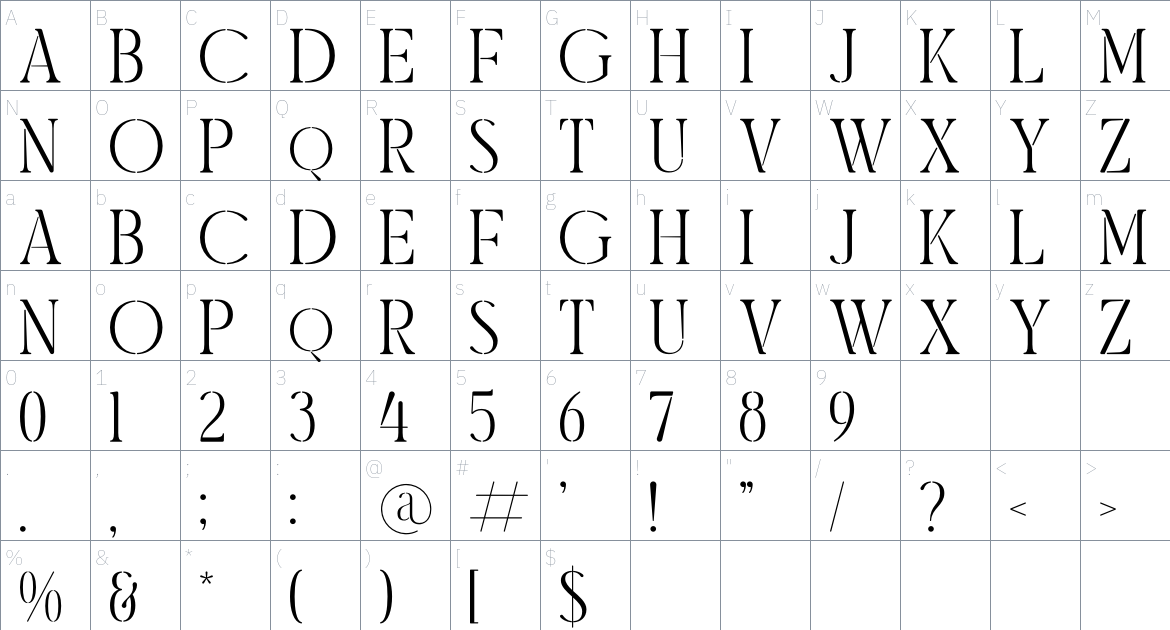 Morelan font Character Map