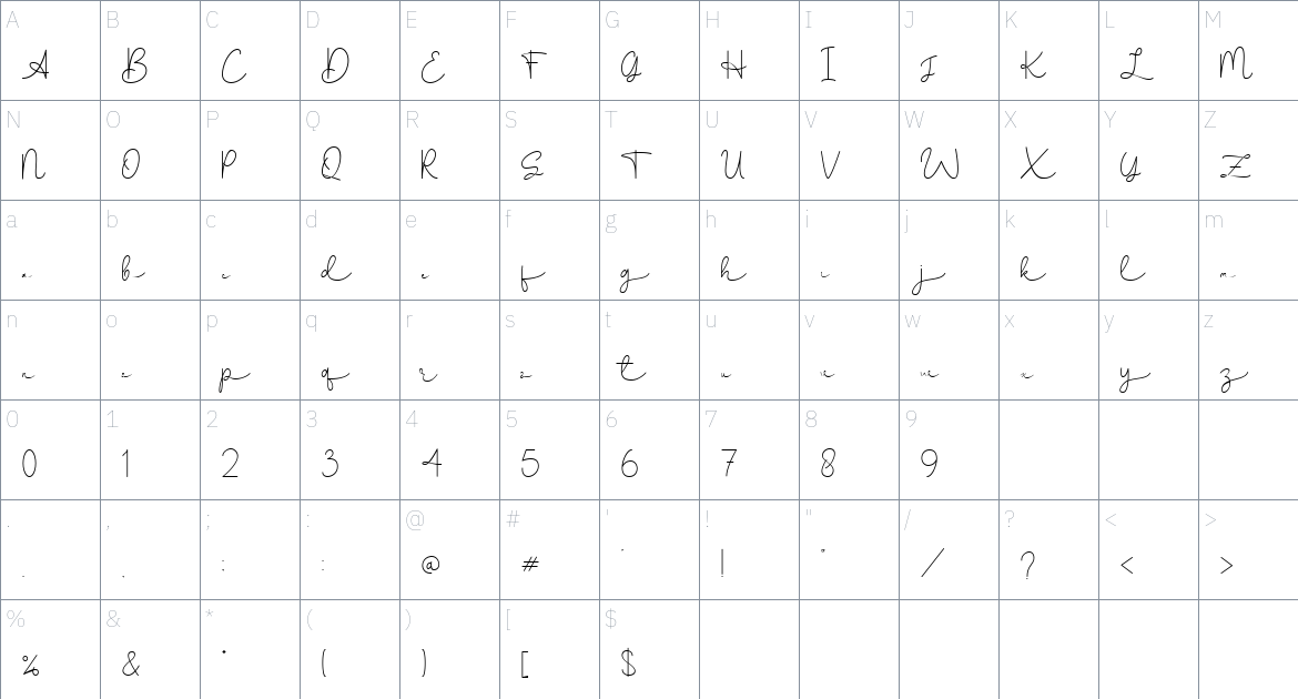 Lifelism font Character Map