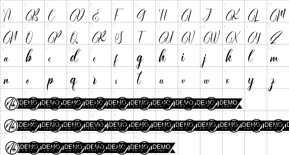 Rachilla font Character Map