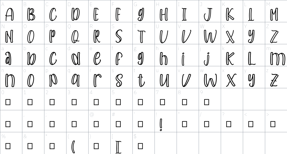 Macaque Quick Personal Use Only font Character Map