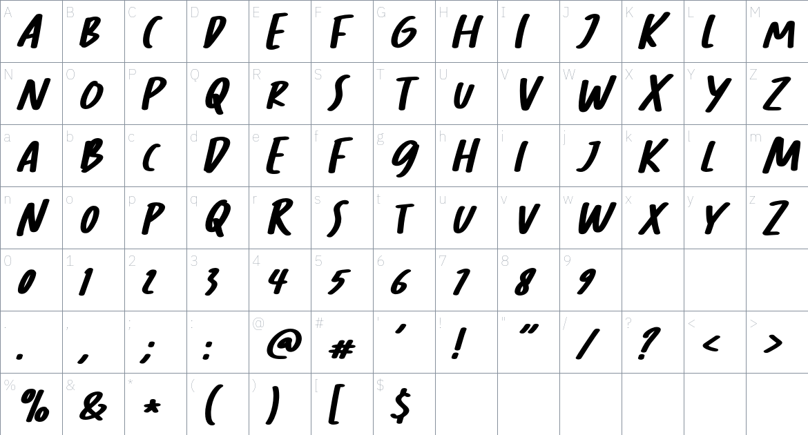 Mabsout font Character Map