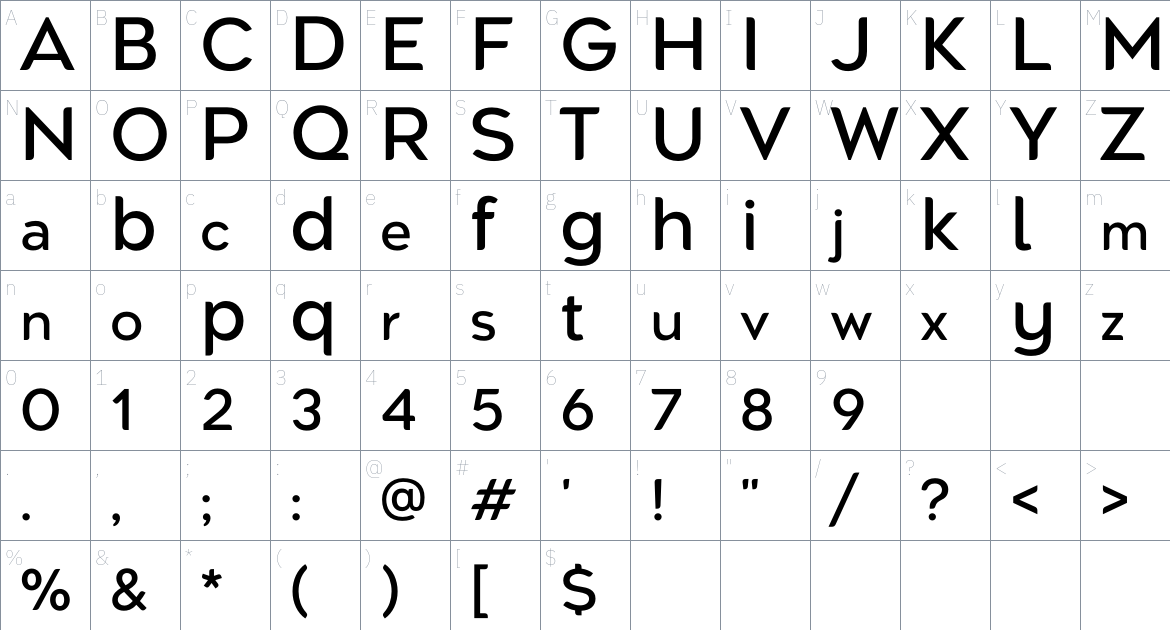 Agenor Neue Font font Character Map