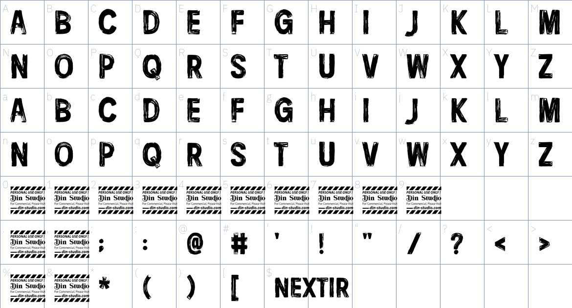 Nextir font Character Map