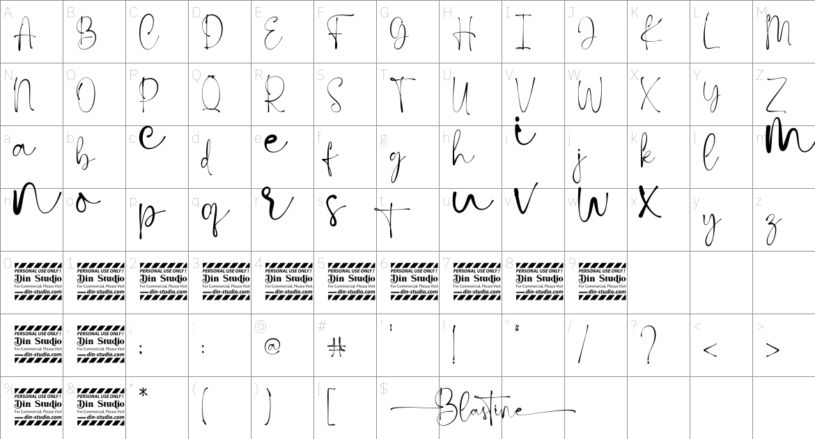 Blastine Font font Character Map