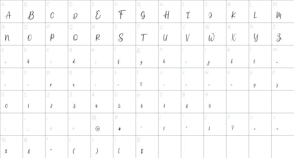 Queen Marita font Character Map