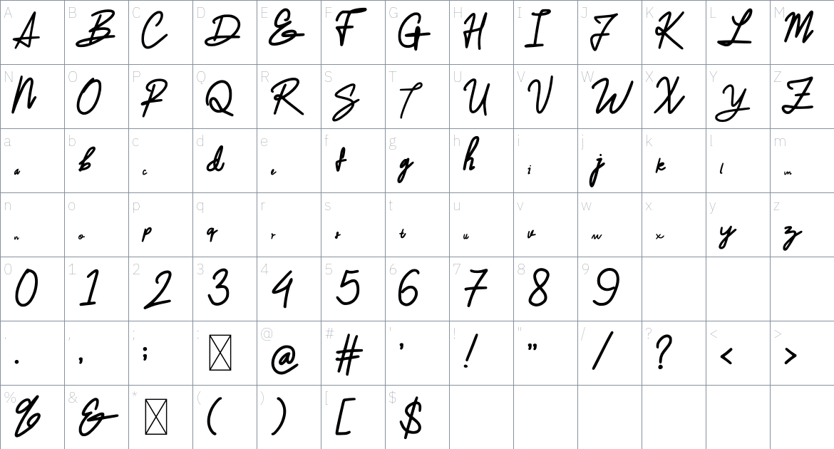 Ampunsuhu Font font Character Map