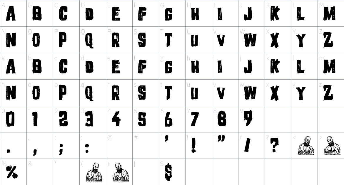 The Serial Lover font Character Map