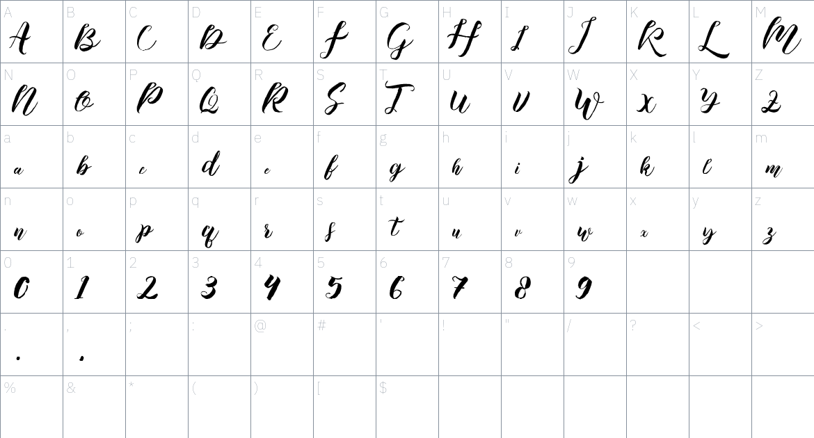 Anteiku Font font Character Map