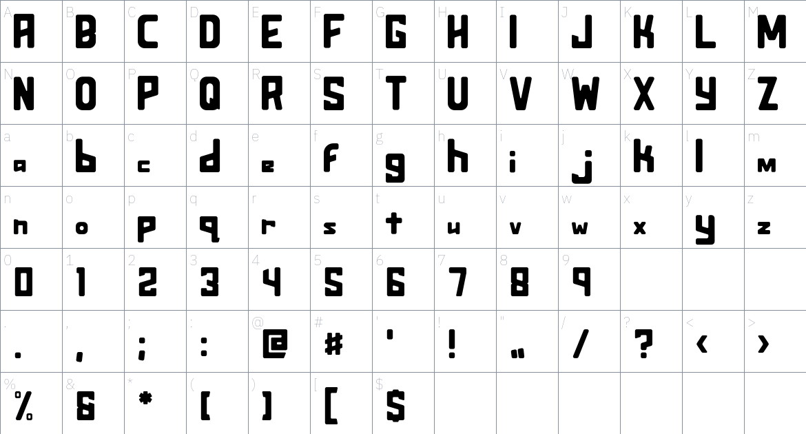 Assurant Standard Font font Character Map