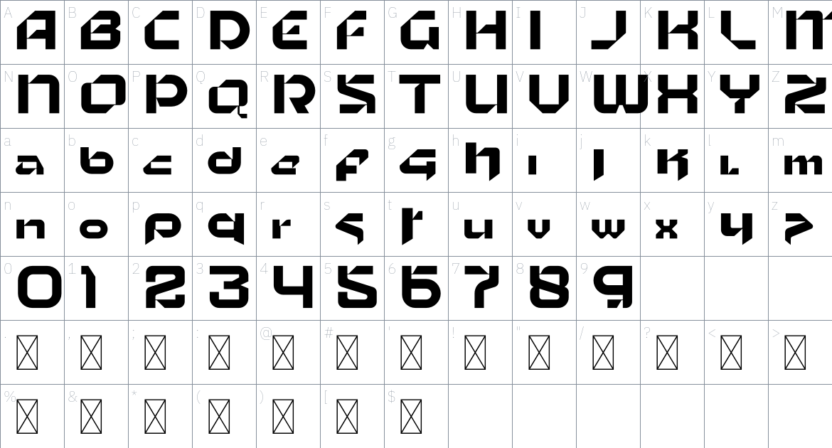 Guardian Syndicate font Character Map