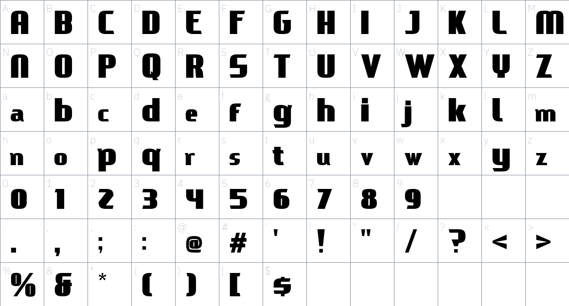 HuxleyMax font Character Map