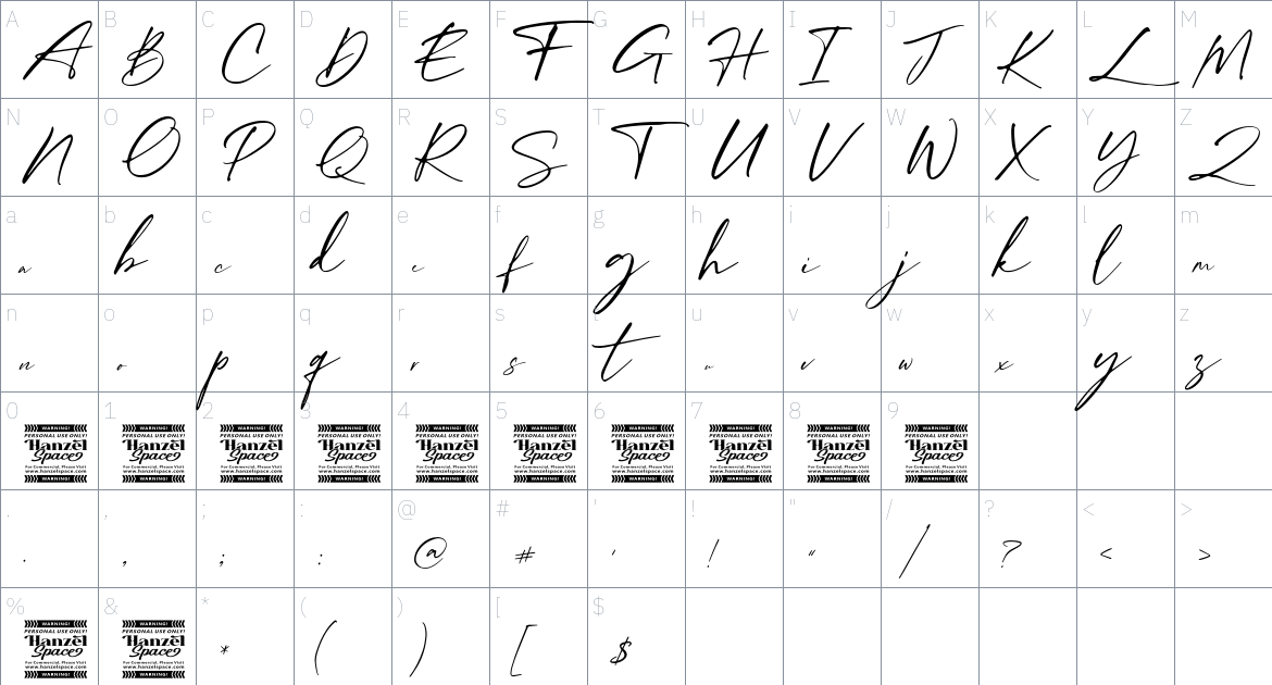 William Costinavel font Character Map