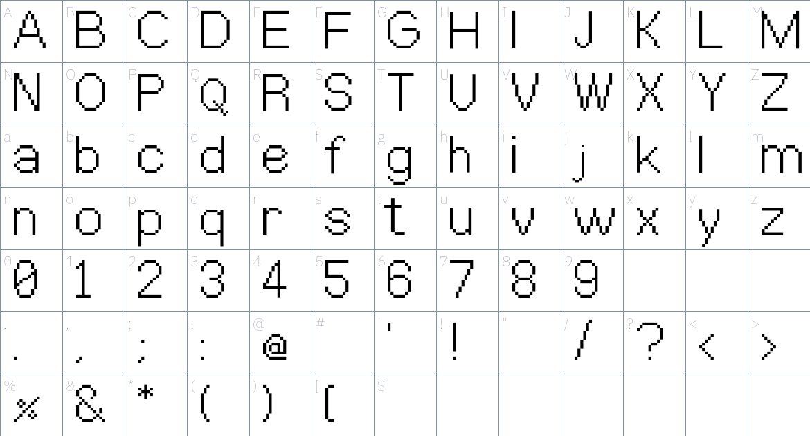 Xenon256 Font font Character Map