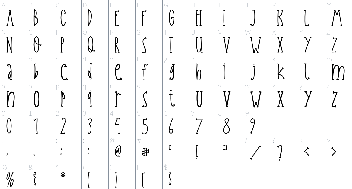 Apple Owl font Character Map