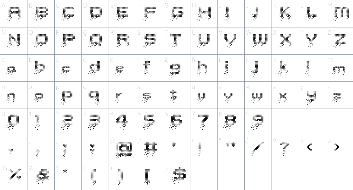 HFHourglass font Character Map