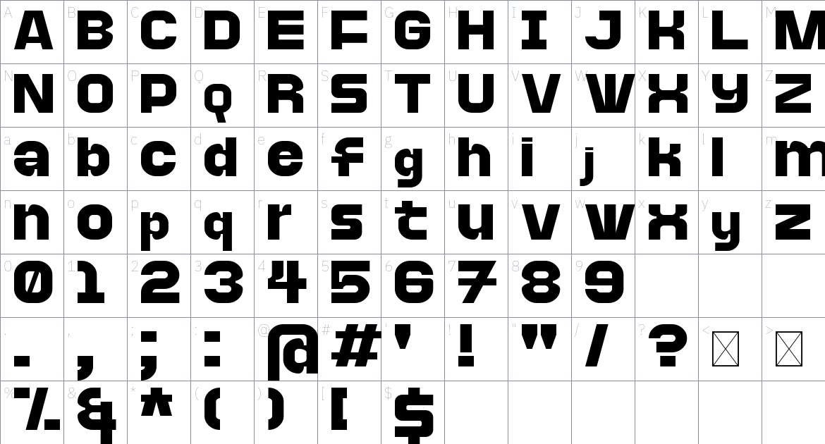 Accelerator Font font Character Map