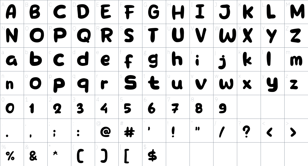 New Bread Font font Character Map