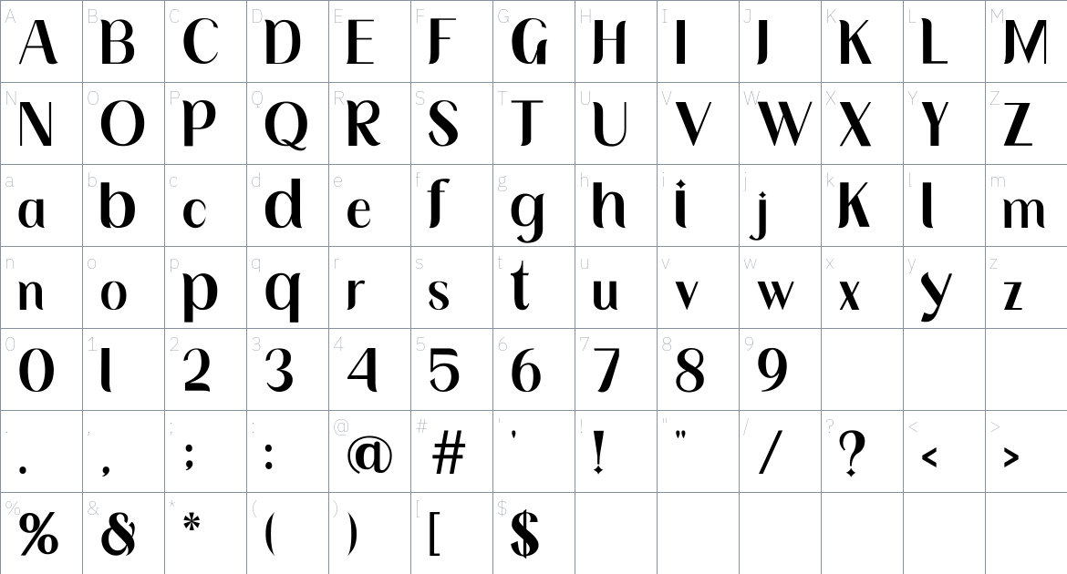 Lemodis Display font Character Map