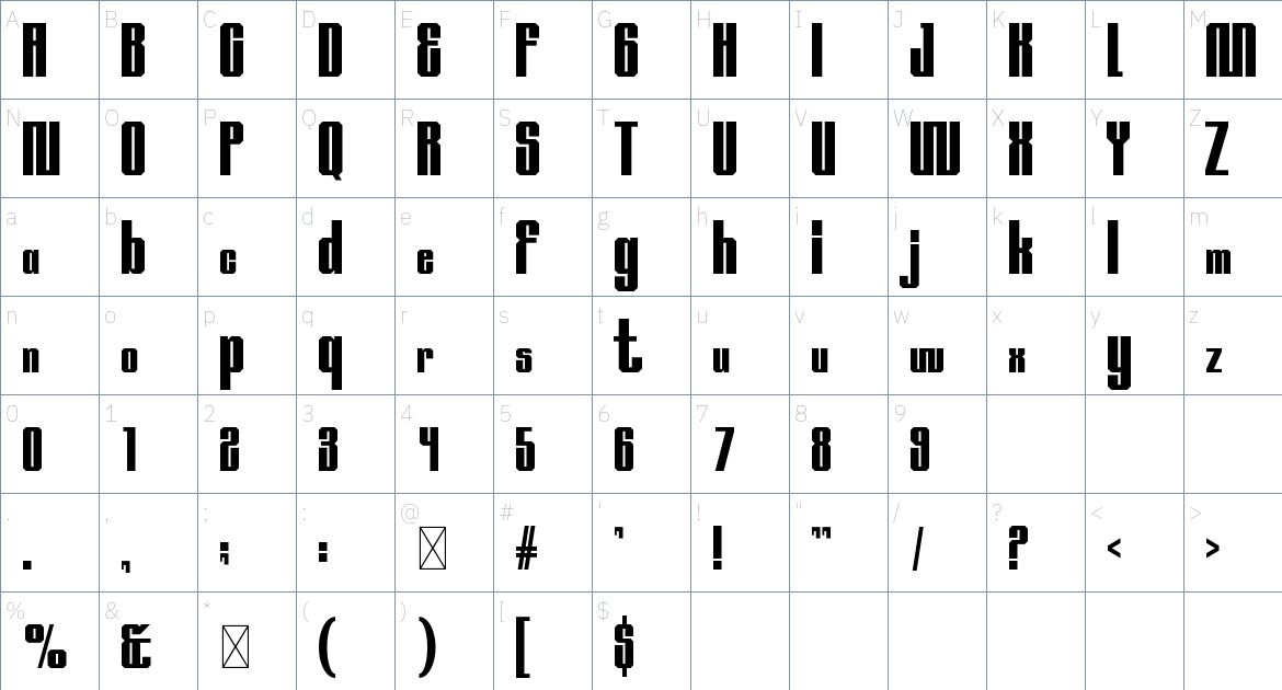 La Mona font Character Map