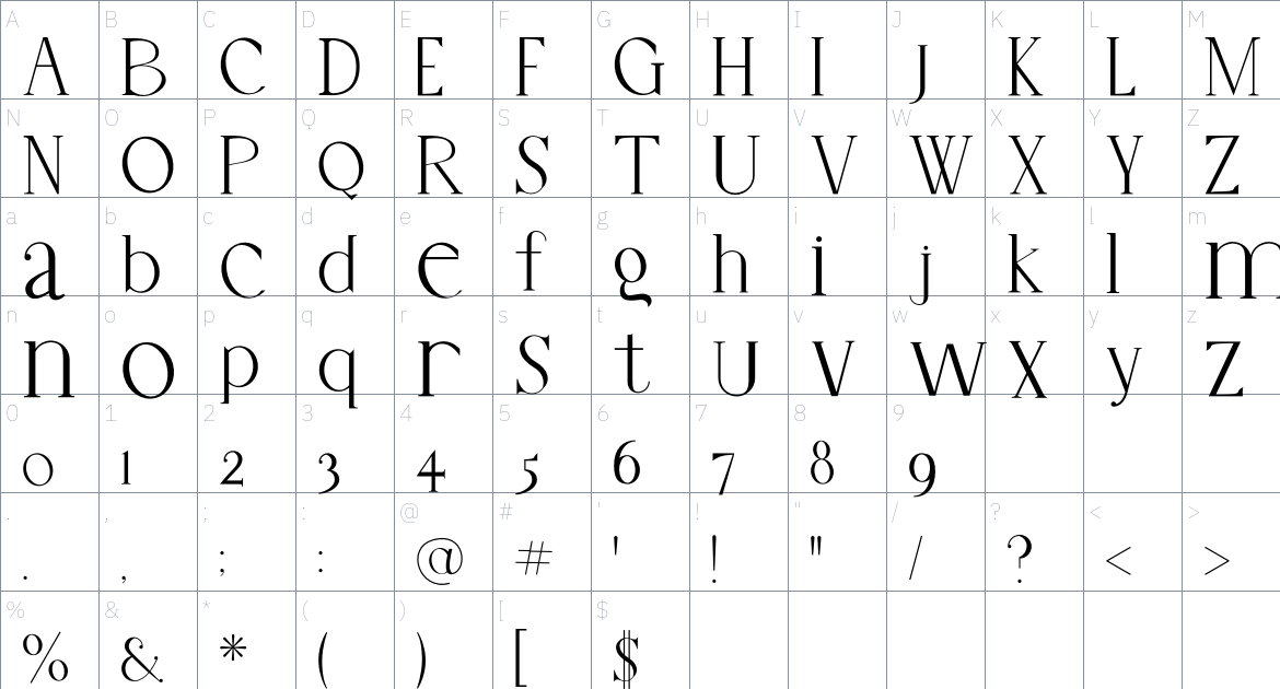 BELLE QUEST Personal Use Only font Character Map