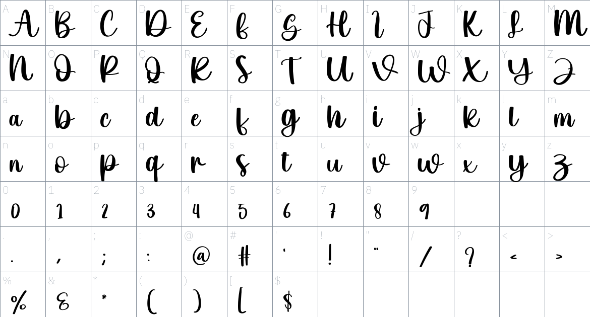 The Santa font Character Map