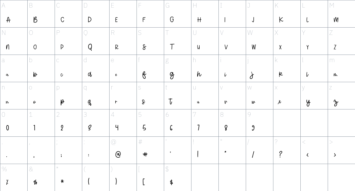 Farmhouse Display font Character Map