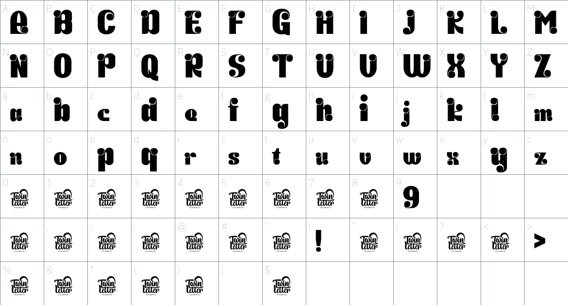 Kabif font Character Map