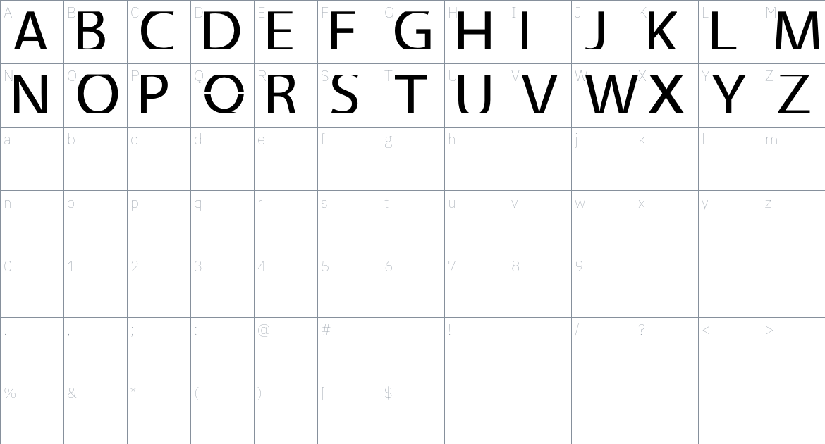 Register Font font Character Map