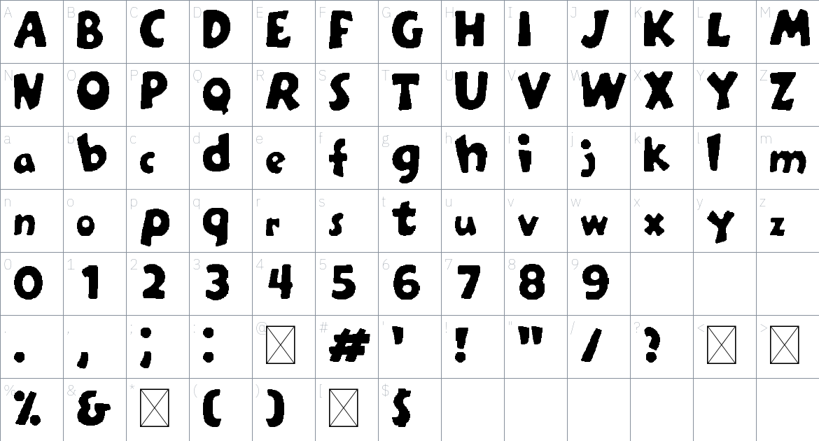 Boinqster Font font Character Map