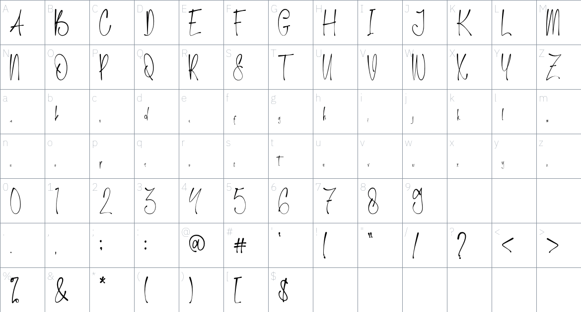 Haitum font Character Map