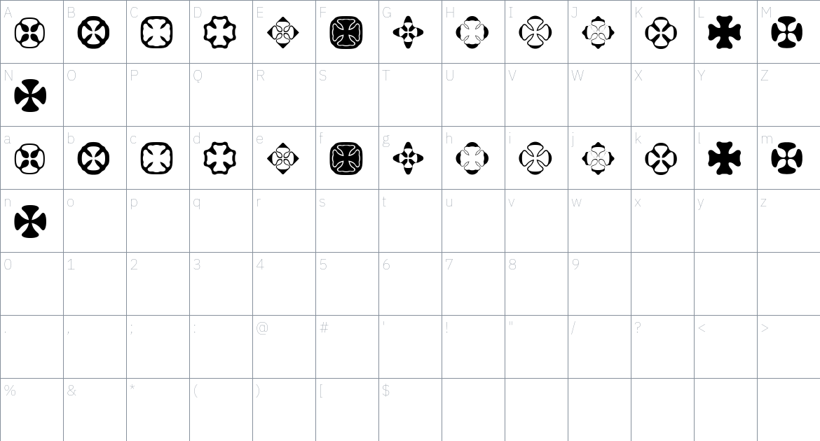 Tempo font Character Map