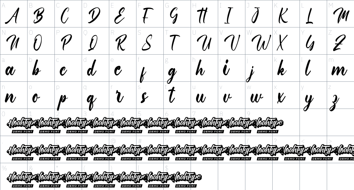 Alkahestic font Character Map