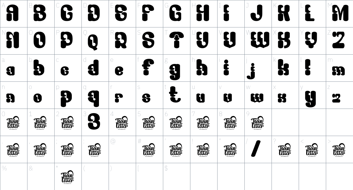 Bagusih font Character Map