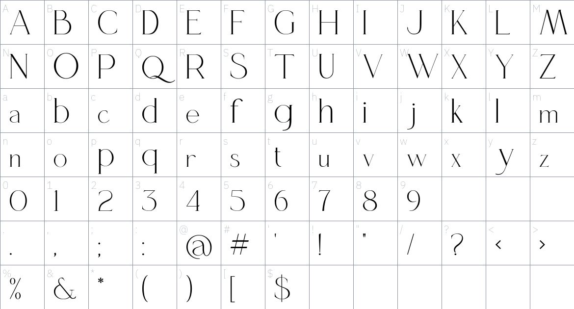 Queensila Font font Character Map