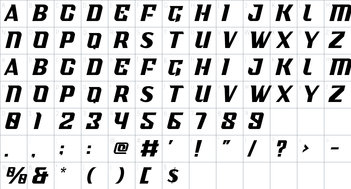 Gamesome font Character Map