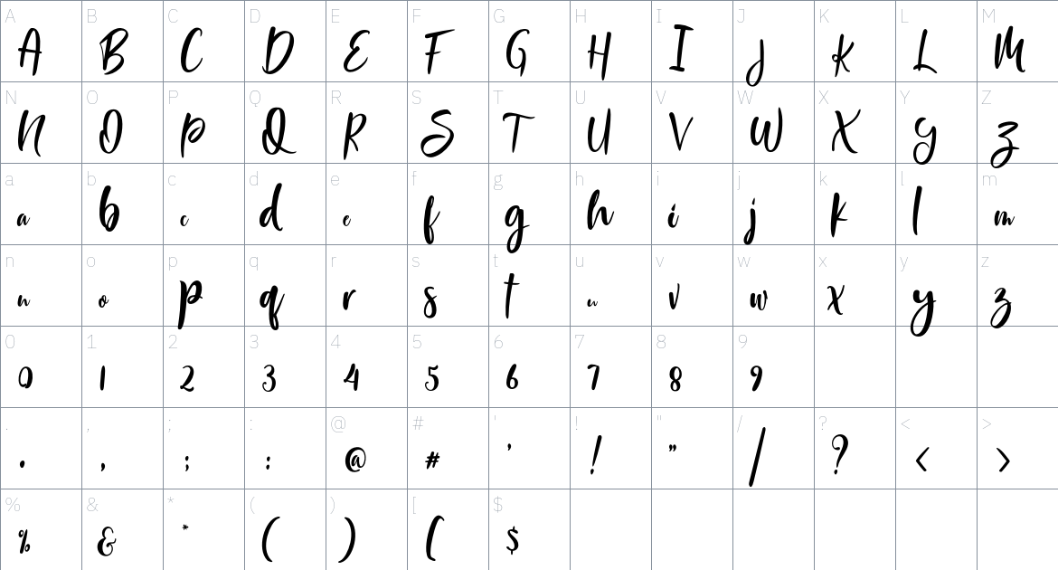 Mount Buller font Character Map