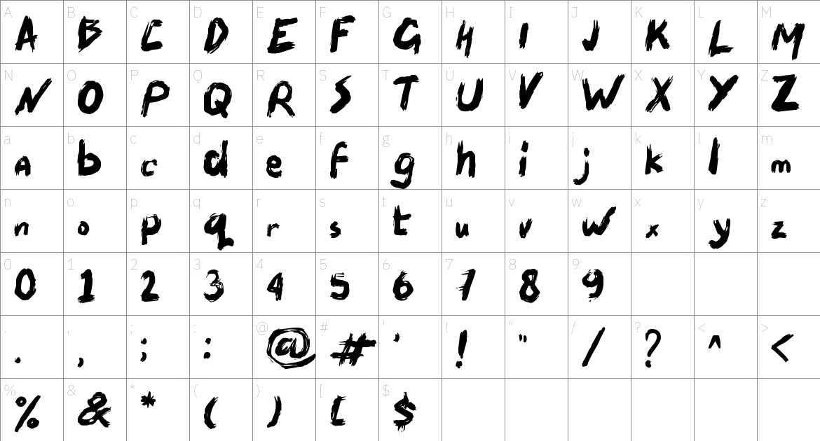 Skateboarder font Character Map