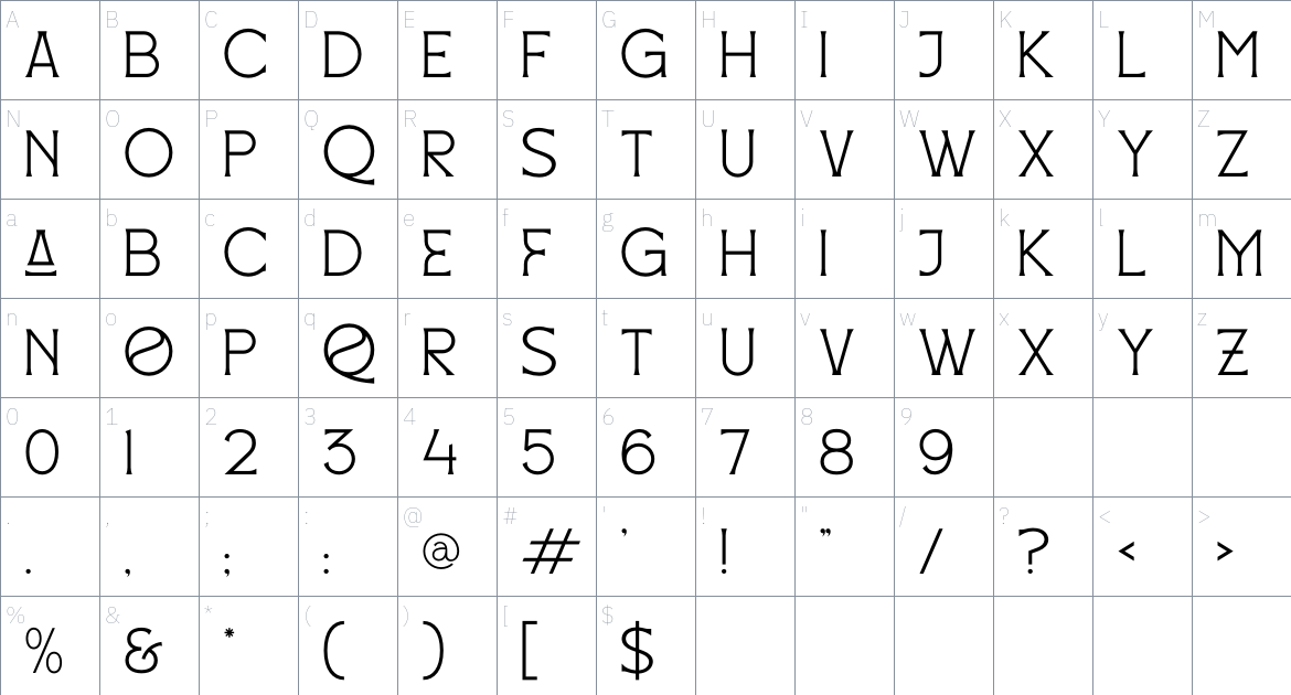 Mackenzin font Character Map