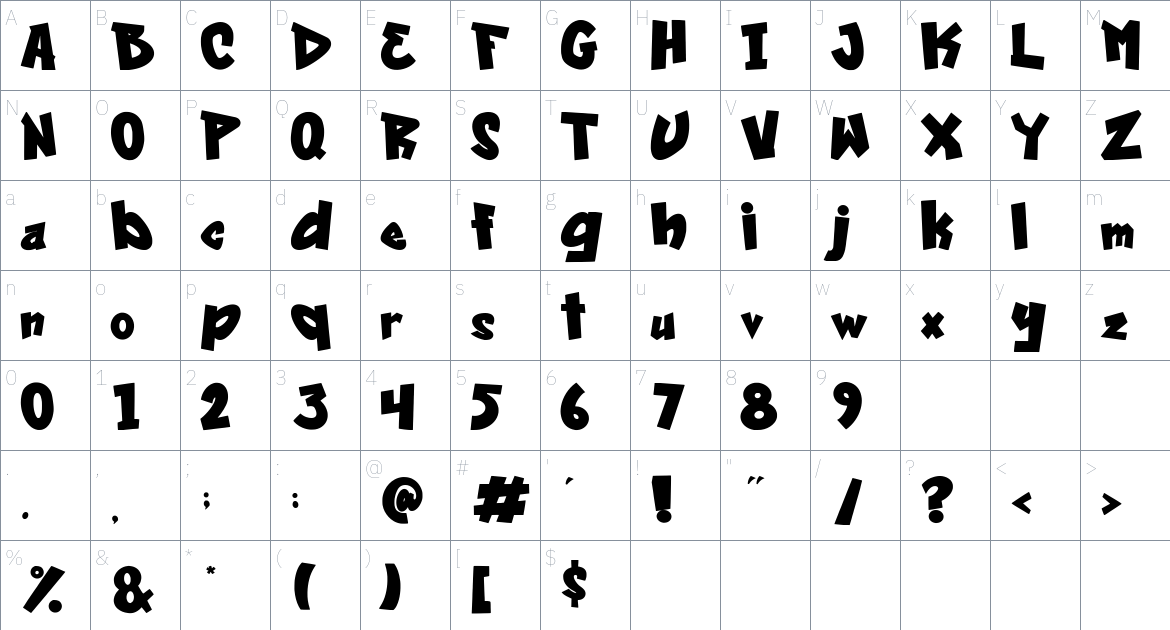 Cool Sensation font Character Map